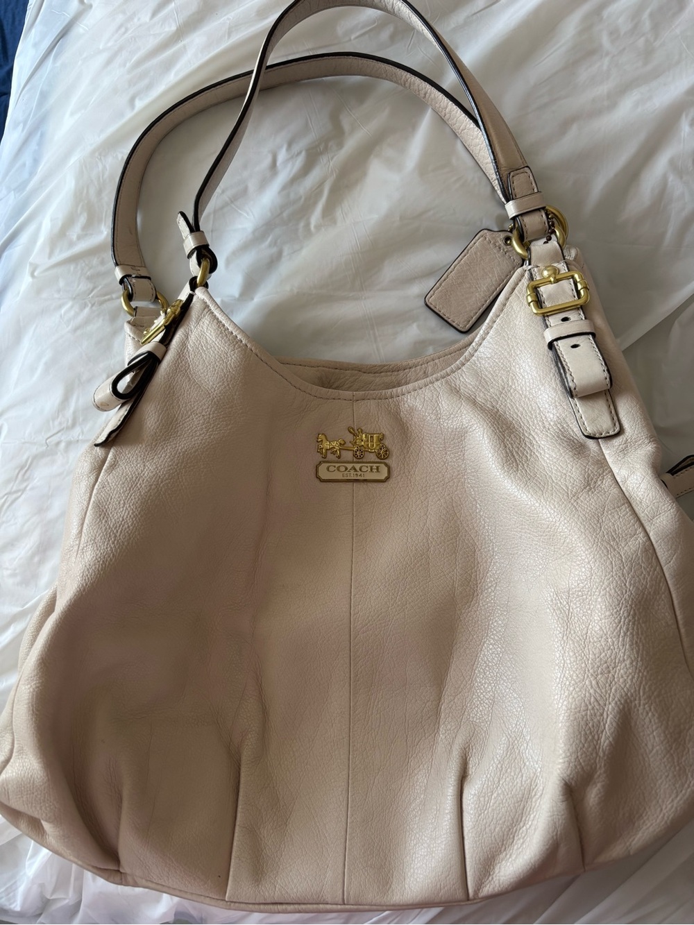 Coach Cream Leather Hobo with Gold Hardware